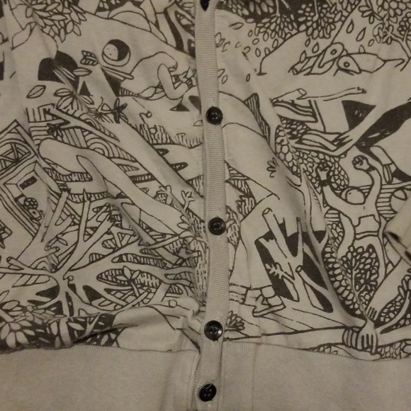 5 for 20|V Neck Gray and black Graffic Sweater - Picture 4 of 5